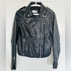 MANGO women’s genuine leather biker jacket